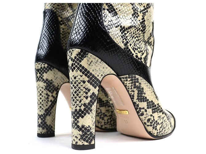 Botas de couro com padrão de python Gucci Preto Bege - vista 5
