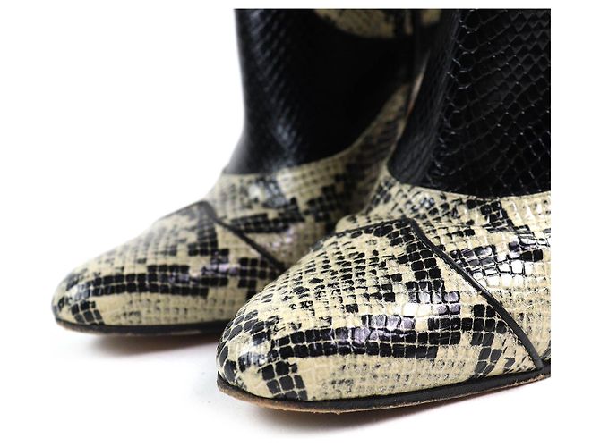 Botas de couro com padrão de python Gucci Preto Bege - vista 6