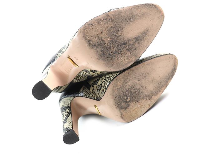 Botas de couro com padrão de python Gucci Preto Bege - vista 7