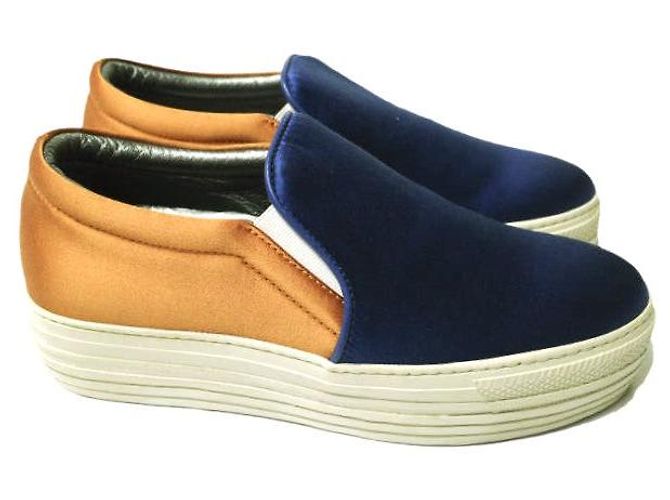 Autre Marque Joshua Sanders SATIN SLIP-ON Sneaker Blau Orange - Ansicht 3