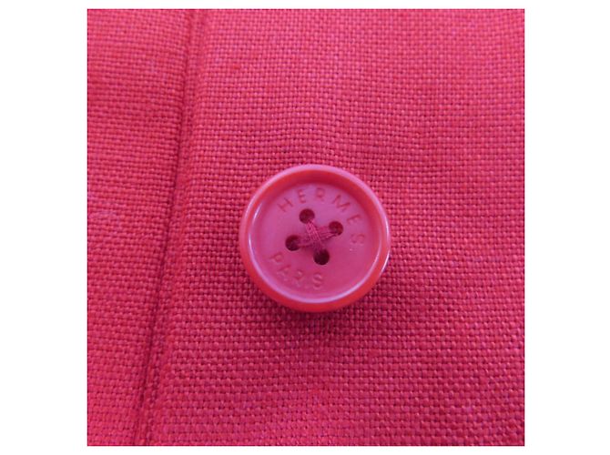 Falda de lino Caleche bordada de Hermès Roja - vista 7