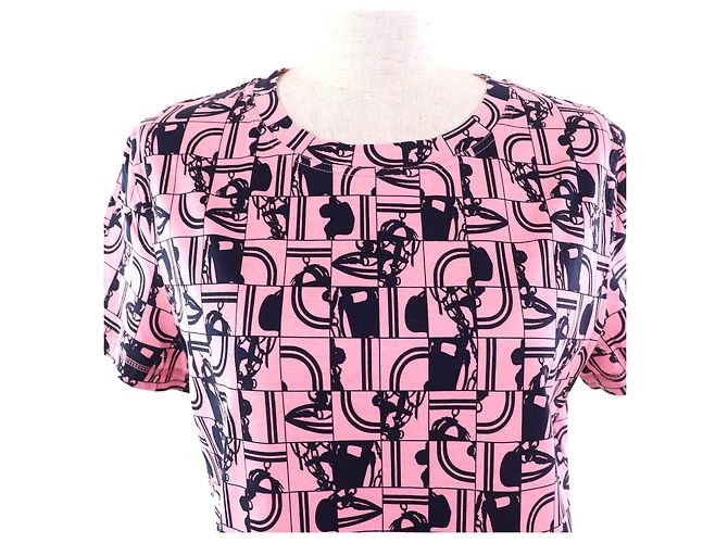 Hermès Camiseta Ceremonial Bride de Gala Hermes Rosa Azul marino - vista 4