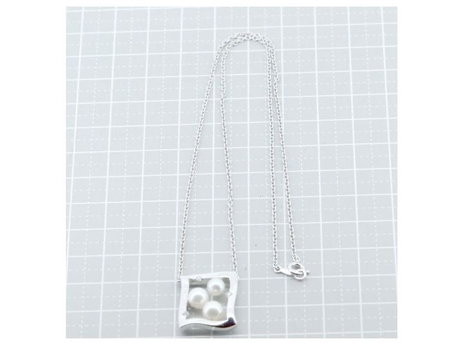 Collana in perle e diamanti in oro bianco Au750 Mikimoto Argento - vista 5