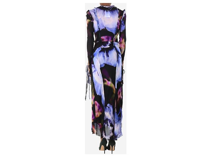 Rat & Boa Lila und schwarze Blumen Wickelkleid - Größe S - Ansicht 2