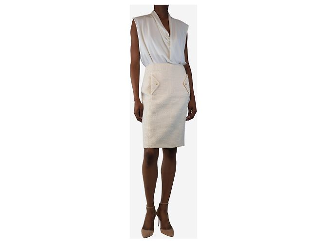 Chanel Falda de tweed crema - talla UK 8 Crudo - vista 2
