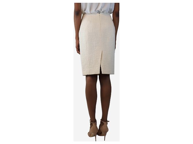 Chanel Falda de tweed crema - talla UK 8 Crudo - vista 3