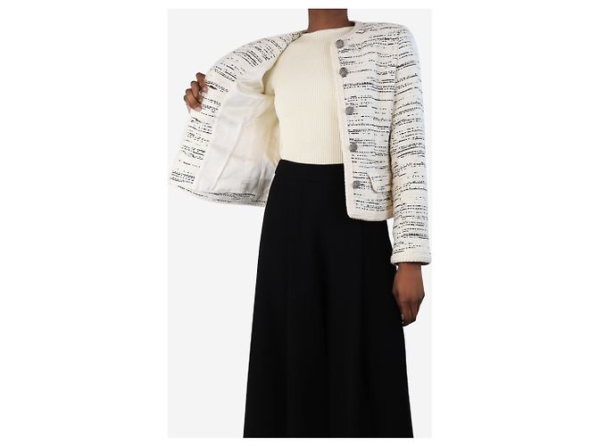Ba&Sh Ecru Roza Tweed-Jacke - Größe UK 6 Roh - Ansicht 4
