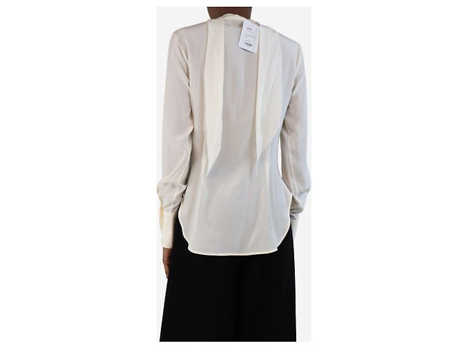 Ermanno Scervino Creme Seidenbluse mit Spitzendetails - Größe UK 6 Roh - Ansicht 2