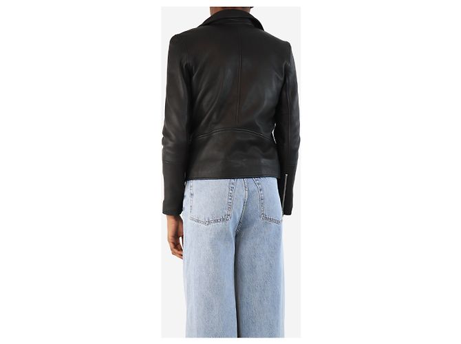 Samsoe & Samsoe Schwarze Leder-Bikerjacke - Größe XS - Ansicht 2