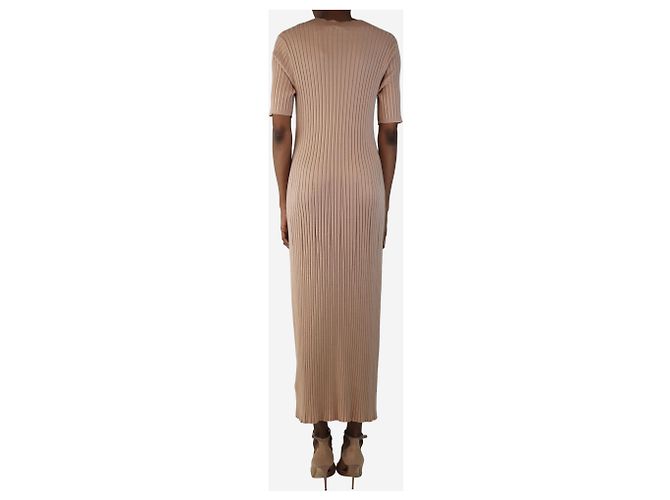 Autre Marque Beige gerippter Strickkleid - Größe S Braun - Ansicht 2
