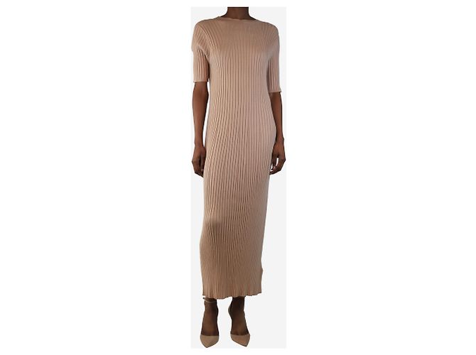 Autre Marque Beige gerippter Strickkleid - Größe S Braun - Ansicht 3