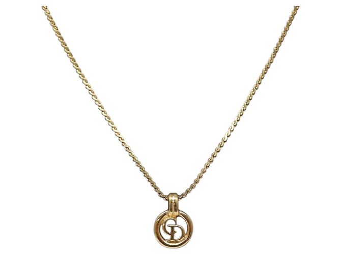 Christian Dior CD Rundanhänger Halskette Metall Golden - Ansicht 4