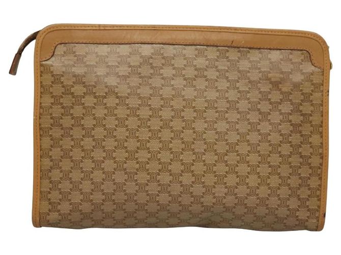 Céline Clutch Pochette Celine Macadam Beige - vista 2