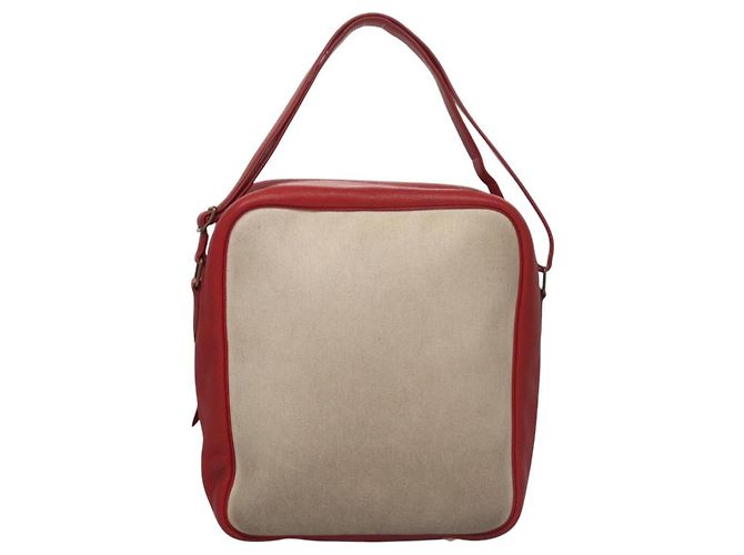 Hermès Hermes Victoria Messenger in Toile e Pelle Medium Beige - vista 2
