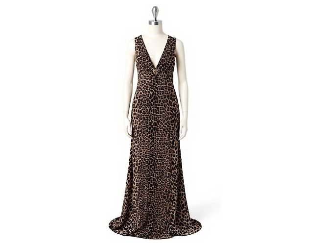 Roberto Cavalli Abendkleid Leopard Print Braun - Ansicht 2