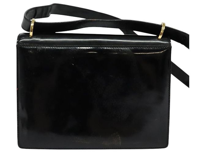 Borsa a Spalla Gancini in Pelle Nera e Oro Salvatore Ferragamo Auth 140988 Nero D'oro - vista 2