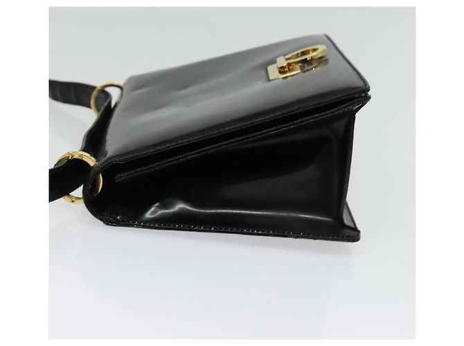 Borsa a Spalla Gancini in Pelle Nera e Oro Salvatore Ferragamo Auth 140988 Nero D'oro - vista 3