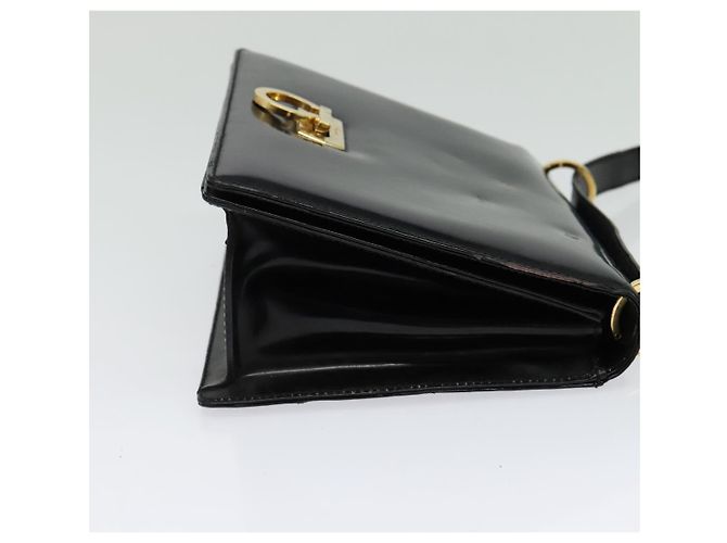 Borsa a Spalla Gancini in Pelle Nera e Oro Salvatore Ferragamo Auth 140988 Nero D'oro - vista 4