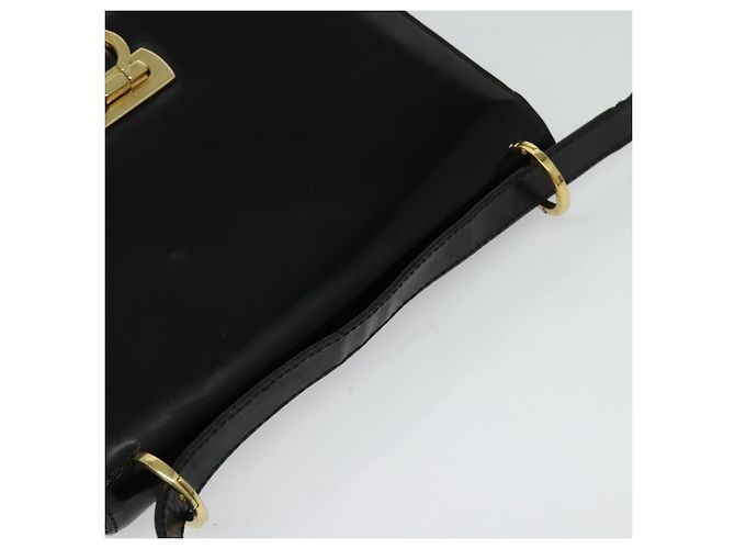 Borsa a Spalla Gancini in Pelle Nera e Oro Salvatore Ferragamo Auth 140988 Nero D'oro - vista 6