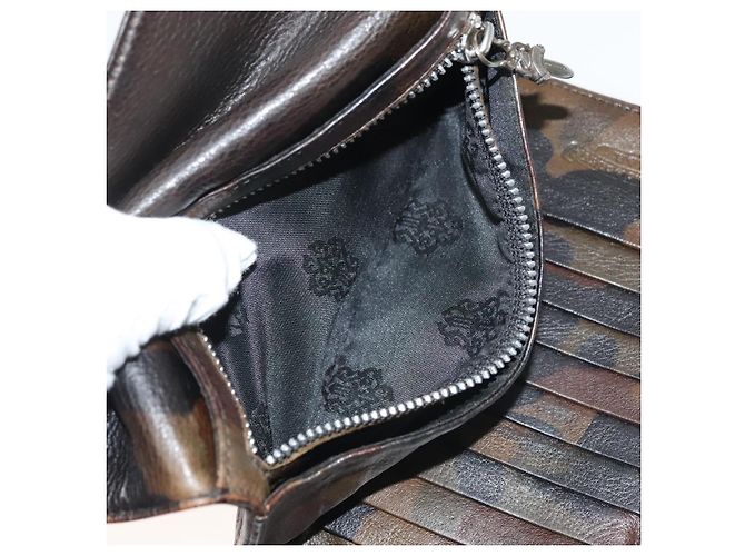 Cartera larga de cuero Wave Cross Ball Chrome Hearts verde Auth 136315 - vista 12