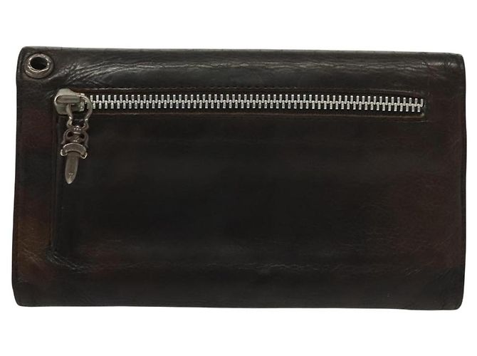 Cartera larga de cuero Wave Cross Ball Chrome Hearts verde Auth 136315 - vista 2