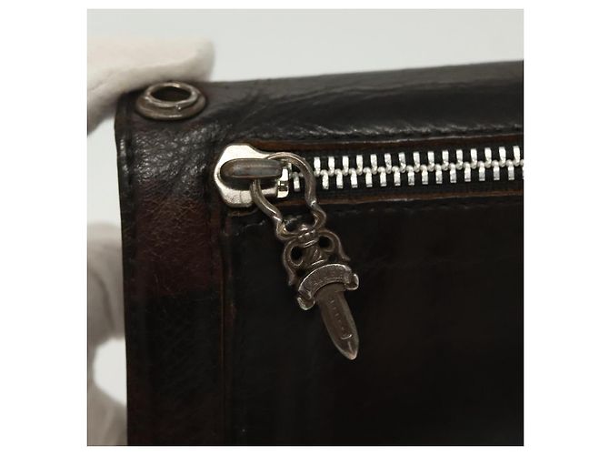 Cartera larga de cuero Wave Cross Ball Chrome Hearts verde Auth 136315 - vista 8