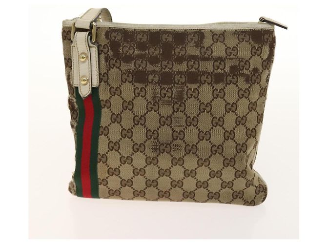 Borsa in tela GG Gucci linea Sherry in pelle 2 pezzi beige nera Auth 139097 Nero - vista 3