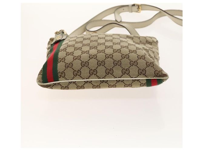 Borsa in tela GG Gucci linea Sherry in pelle 2 pezzi beige nera Auth 139097 Nero - vista 7