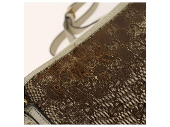 Borsa in tela GG Gucci linea Sherry in pelle 2 pezzi beige nera Auth 139097 Nero - vista 9