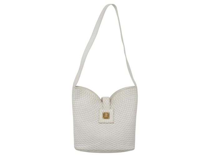 BALLY Borsa a Spalla Trapuntata in Pelle Bianca e Oro Auth BA5391 Bianco D'oro - vista 13
