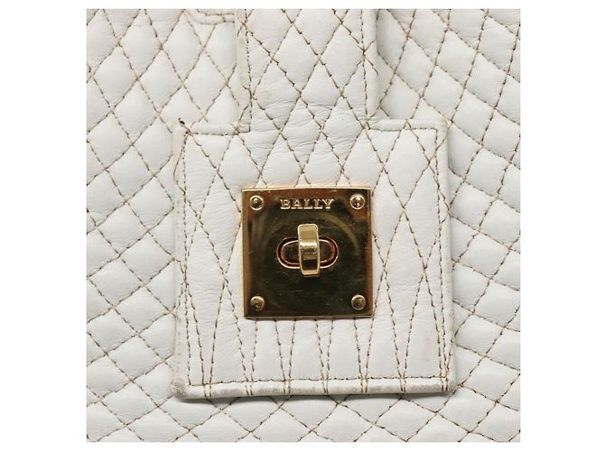 BALLY Borsa a Spalla Trapuntata in Pelle Bianca e Oro Auth BA5391 Bianco D'oro - vista 18