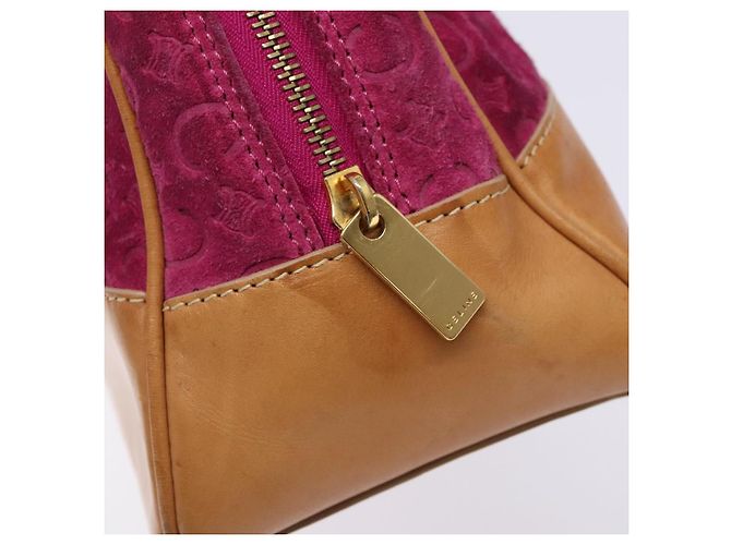 Céline Borsa a mano in tela Macadam C di CELINE in pelle scamosciata viola e oro Auth BA5262 D'oro Porpora - vista 10