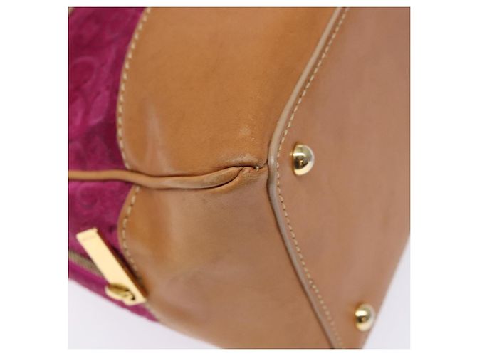 Céline Borsa a mano in tela Macadam C di CELINE in pelle scamosciata viola e oro Auth BA5262 D'oro Porpora - vista 14
