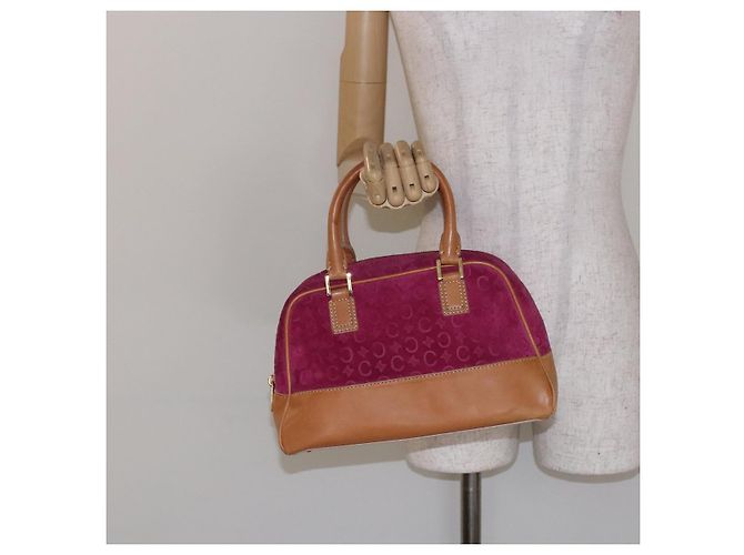 Céline Borsa a mano in tela Macadam C di CELINE in pelle scamosciata viola e oro Auth BA5262 D'oro Porpora - vista 21