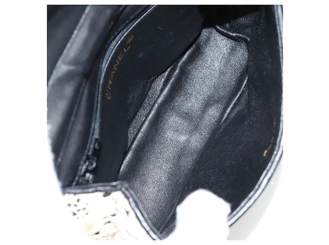 CHANEL Borsa a Spalla in Paillettes Pelle Bianca Oro CC Auth 140995 Bianco D'oro - vista 11