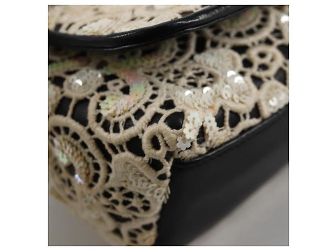 CHANEL Borsa a Spalla in Paillettes Pelle Bianca Oro CC Auth 140995 Bianco D'oro - vista 15
