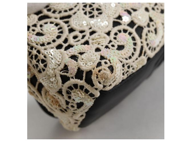 CHANEL Borsa a Spalla in Paillettes Pelle Bianca Oro CC Auth 140995 Bianco D'oro - vista 17