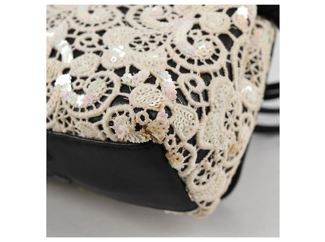 CHANEL Borsa a Spalla in Paillettes Pelle Bianca Oro CC Auth 140995 Bianco D'oro - vista 18