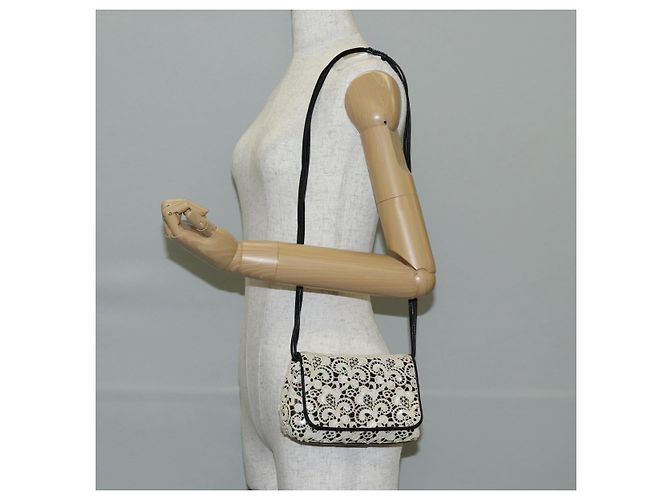 CHANEL Borsa a Spalla in Paillettes Pelle Bianca Oro CC Auth 140995 Bianco D'oro - vista 24