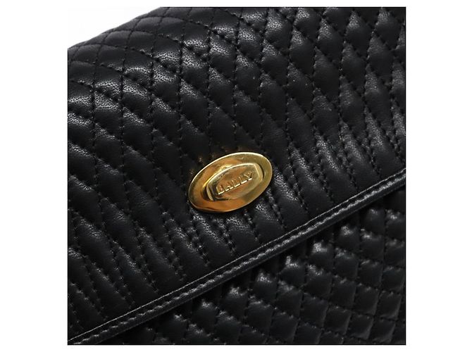 BALLY Borsa a Mano Trapuntata in Pelle Oro Nero Auth BA5149 D'oro - vista 17