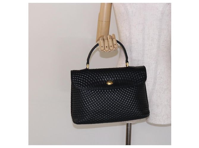 BALLY Borsa a Mano Trapuntata in Pelle Oro Nero Auth BA5149 D'oro - vista 22