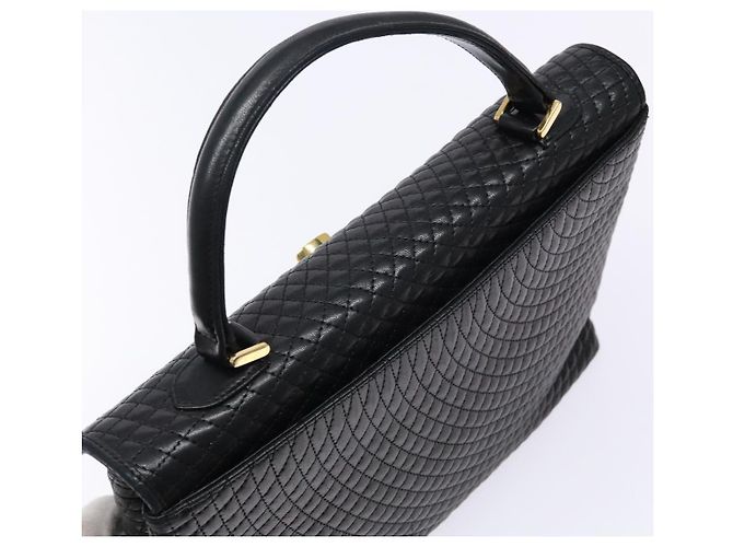 BALLY Borsa a Mano Trapuntata in Pelle Oro Nero Auth BA5149 D'oro - vista 6