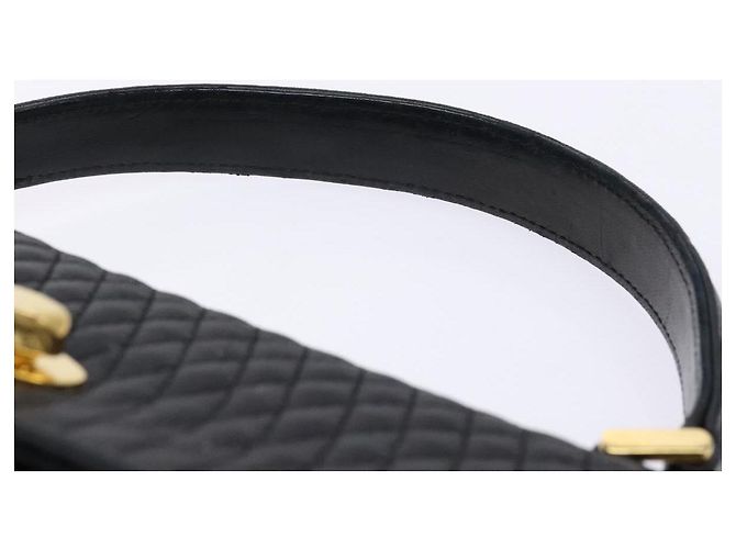 BALLY Borsa a Mano Trapuntata in Pelle Oro Nero Auth BA5149 D'oro - vista 8