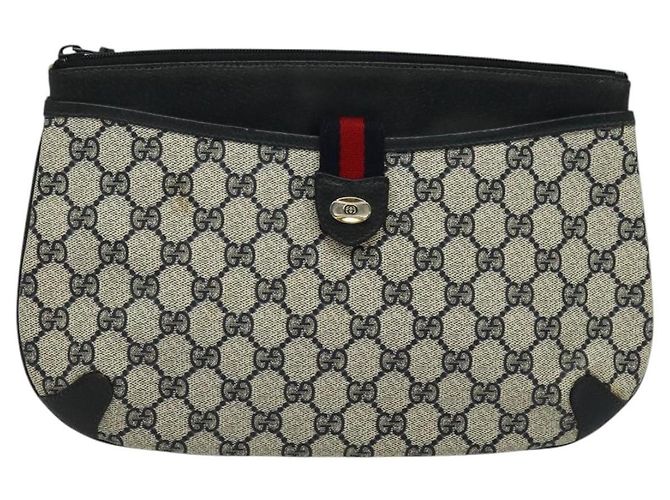 Borsa a Spalla Gucci GG Supreme Sherry Line PVC Blu Navy Oro 39 02 026 Auth BA5255 D'oro - vista 13