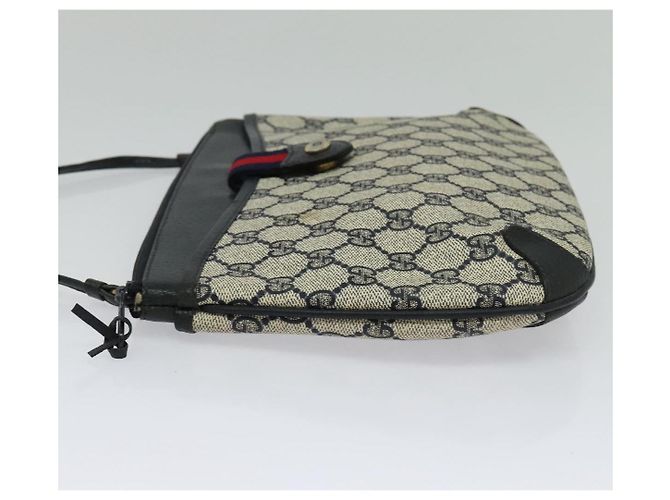 Borsa a Spalla Gucci GG Supreme Sherry Line PVC Blu Navy Oro 39 02 026 Auth BA5255 D'oro - vista 3