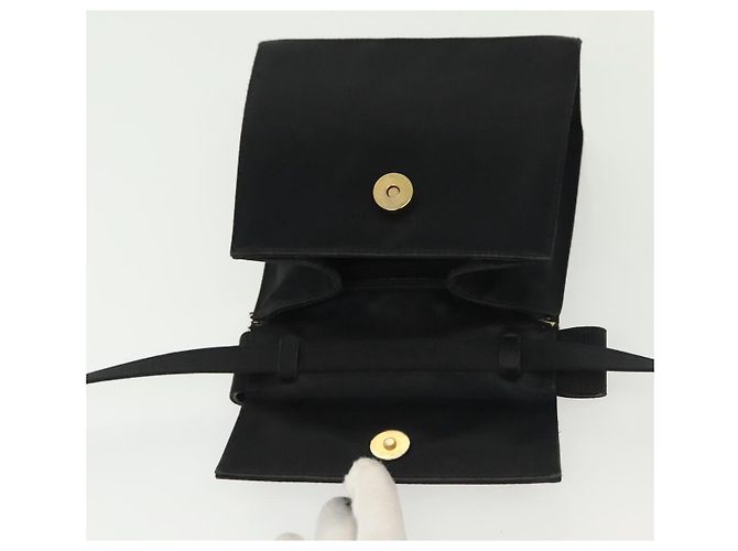Borsa a Spalla Salvatore Ferragamo Vala Satin Nero Oro Auth 142122 D'oro - vista 20