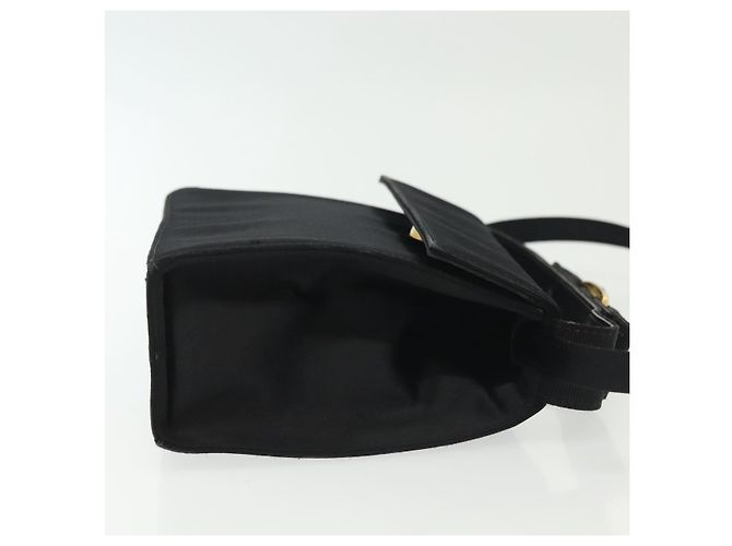 Borsa a Spalla Salvatore Ferragamo Vala Satin Nero Oro Auth 142122 D'oro - vista 3