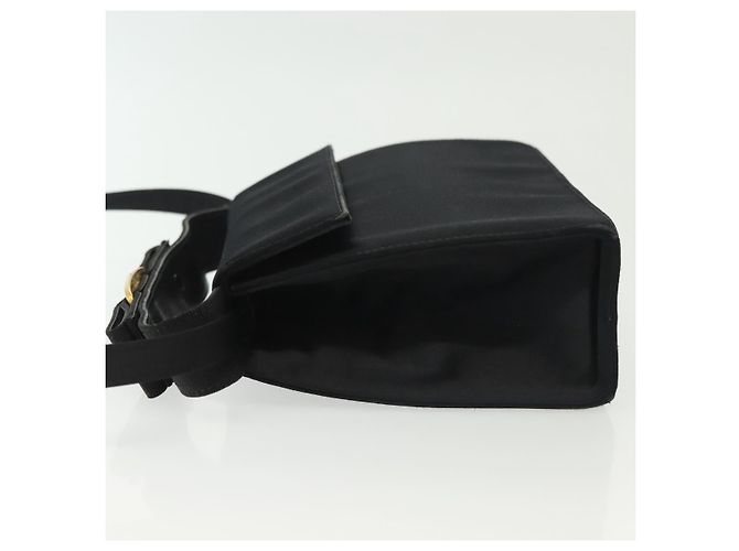 Borsa a Spalla Salvatore Ferragamo Vala Satin Nero Oro Auth 142122 D'oro - vista 4