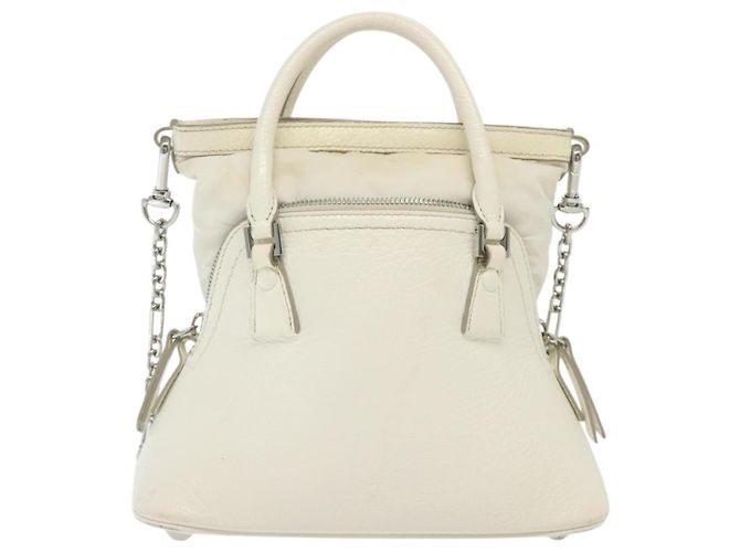 Autre Marque Bolso de mano mini 5AC de cuero 2 en 1 Maison Margiela Blanco Plata Auth 134868 - vista 2