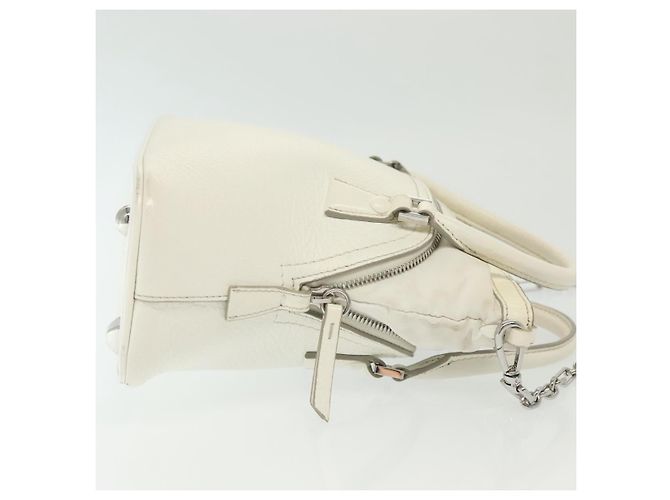 Autre Marque Bolso de mano mini 5AC de cuero 2 en 1 Maison Margiela Blanco Plata Auth 134868 - vista 3